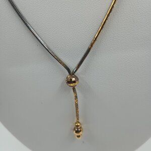 MILOR Italy 926 Sterling Silver Gold Vermeil Lariat Necklace.